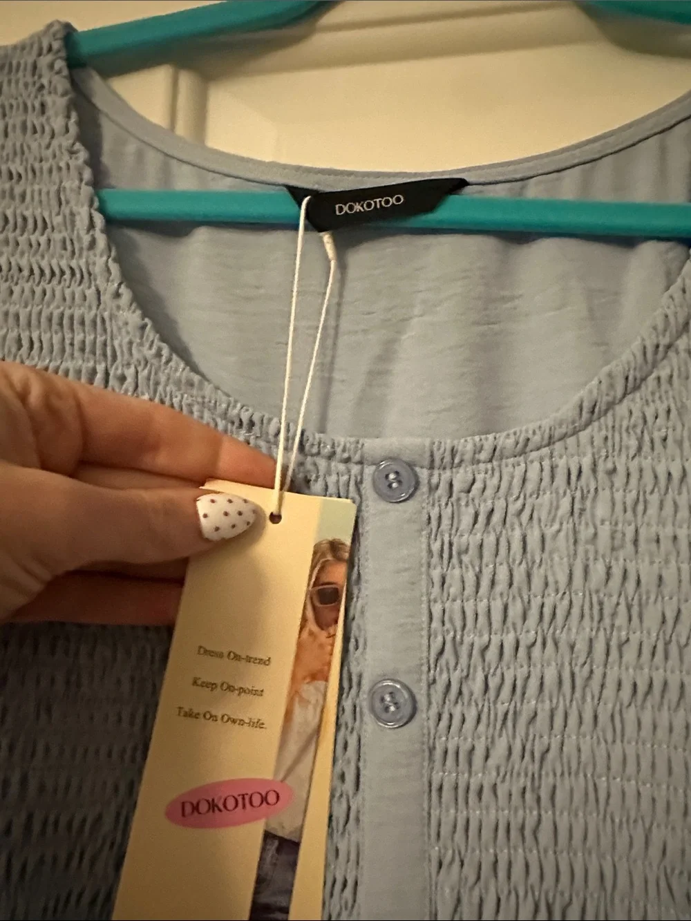 Light Blue Smocked Babydoll Tunic Dress